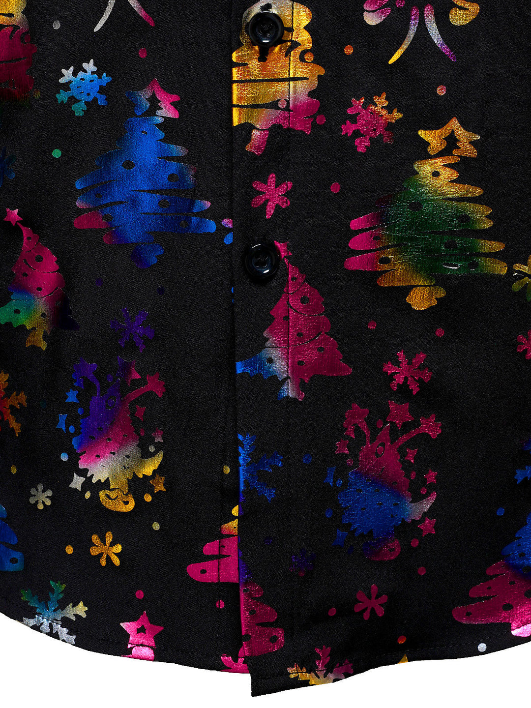 Barrett - Erkekler için Altın Renkli Noel Desenli Normal Kesim Siyah Uzun Kollu Gömlek