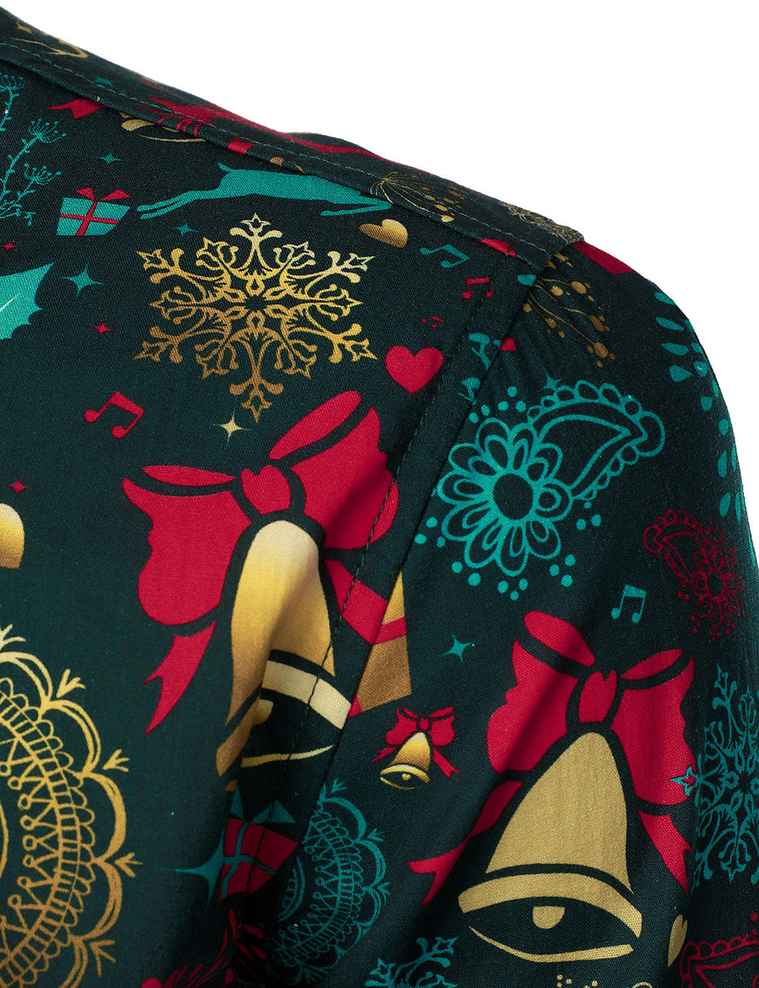 Victor - Erkekler için Noel Ren Geyiği Tatil Pamuklu Uzun Kollu Gömlek