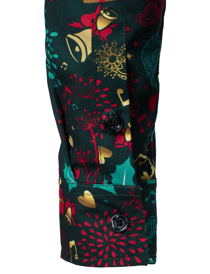 Victor - Erkekler için Noel Ren Geyiği Tatil Pamuklu Uzun Kollu Gömlek