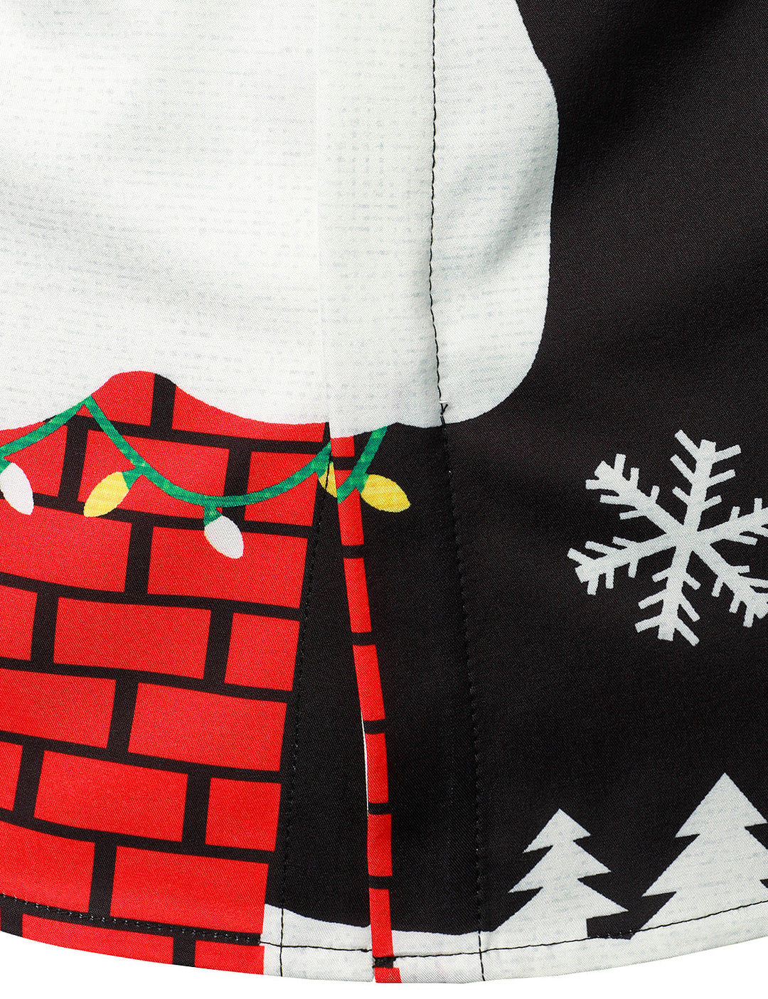 Mathan - Erkekler için Noel Baba Düğmeli Siyah Komik Uzun Kollu Gömlek