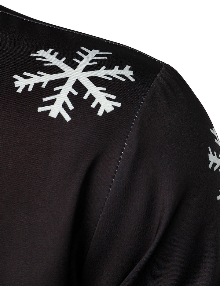 Mathan - Erkekler için Noel Baba Düğmeli Siyah Komik Uzun Kollu Gömlek