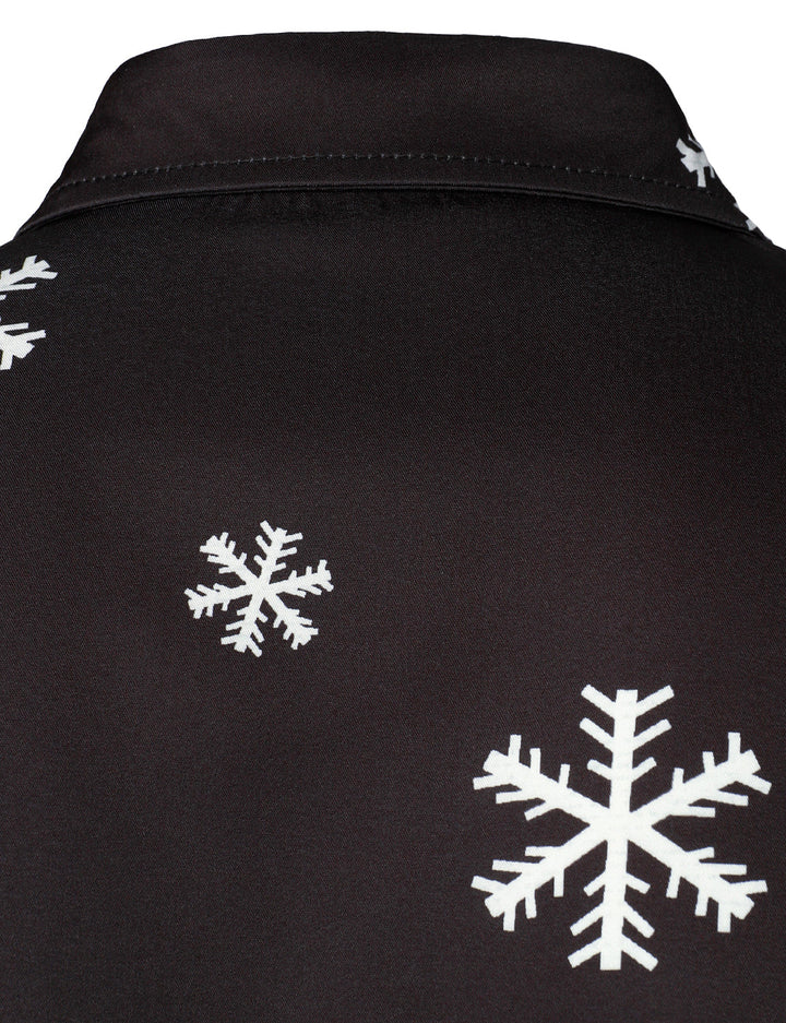 Mathan - Erkekler için Noel Baba Düğmeli Siyah Komik Uzun Kollu Gömlek