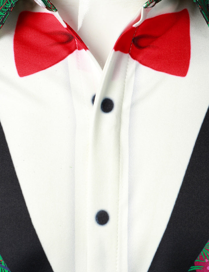 Gason - Erkekler için Noel Ağacı Kamuflaj Desenli Normal Kesim Eğlenceli Kıyafet Temalı Üst Uzun Kollu Gömlek