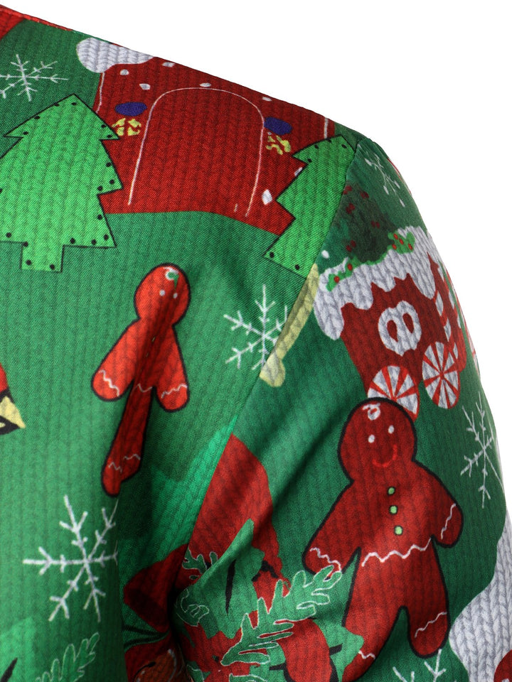 Grant - Erkekler için Noel Komik Kıyafet Tatil Partisi Çirkin Uzun Kollu Gömlek