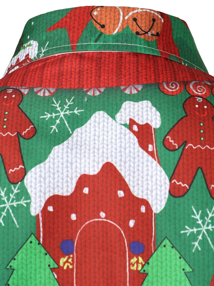 Grant - Erkekler için Noel Komik Kıyafet Tatil Partisi Çirkin Uzun Kollu Gömlek