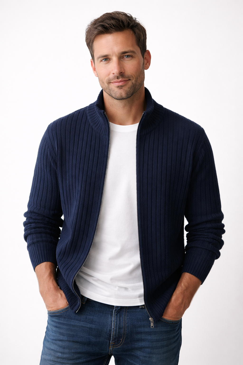 Bjarte - Fermuarlı Nervürlü Hırka