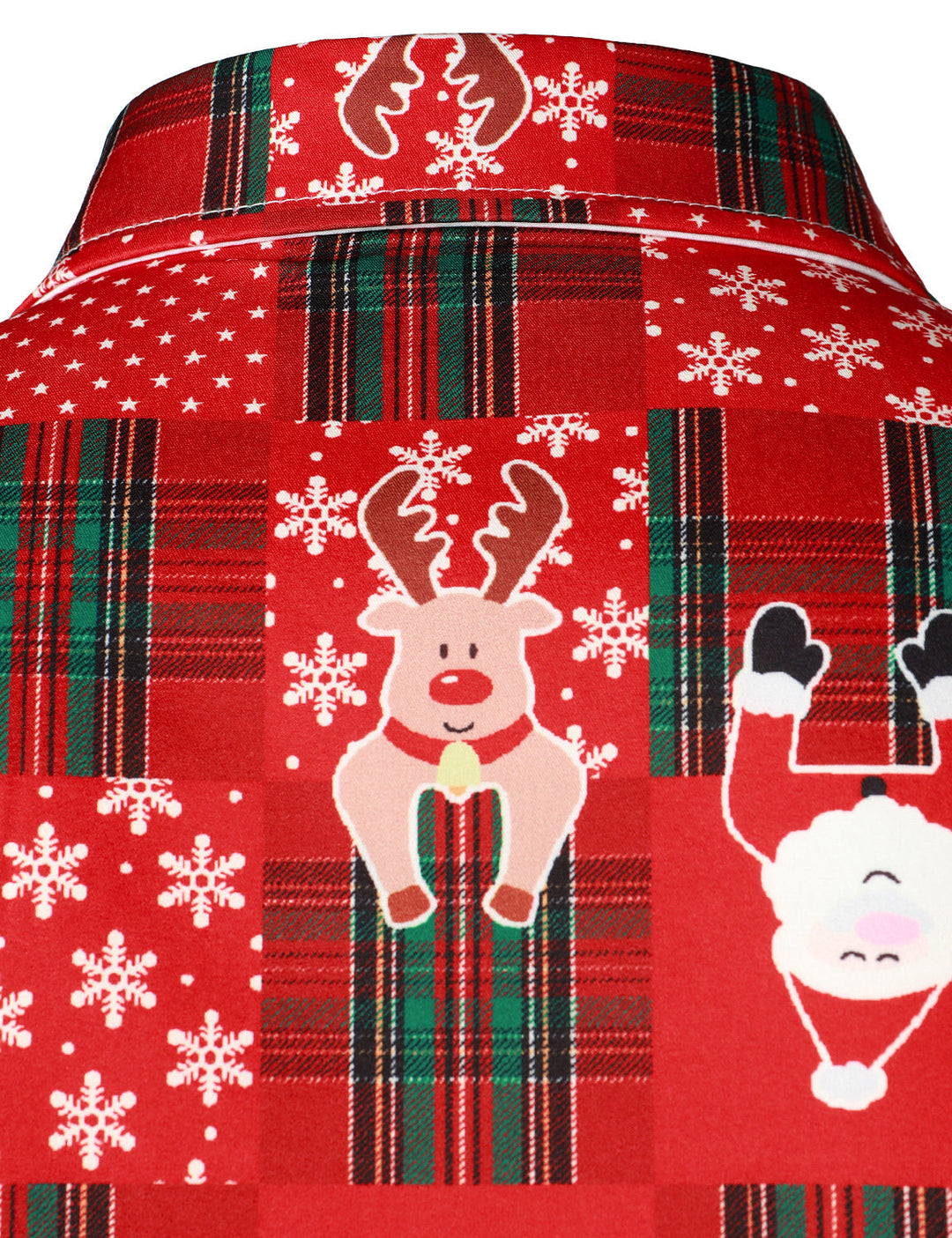 Hunter - Erkekler için Vintage Kırmızı Tartan Eğlenceli Tatil Grim Noel Uzun Kollu Gömlek