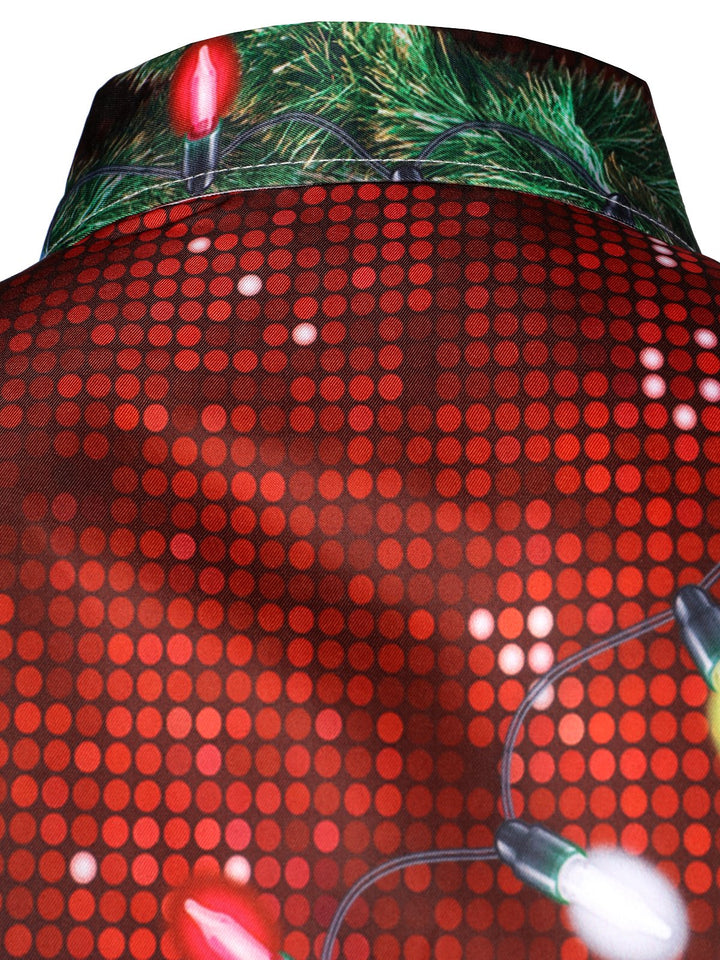 Bryce - Erkekler için Noel Eğlencesi Kıyafeti Tema Üst Tatil Düğmeli Uzun Kollu Gömlek