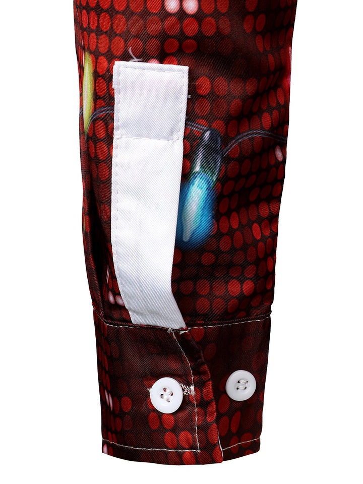 Bryce - Erkekler için Noel Eğlencesi Kıyafeti Tema Üst Tatil Düğmeli Uzun Kollu Gömlek