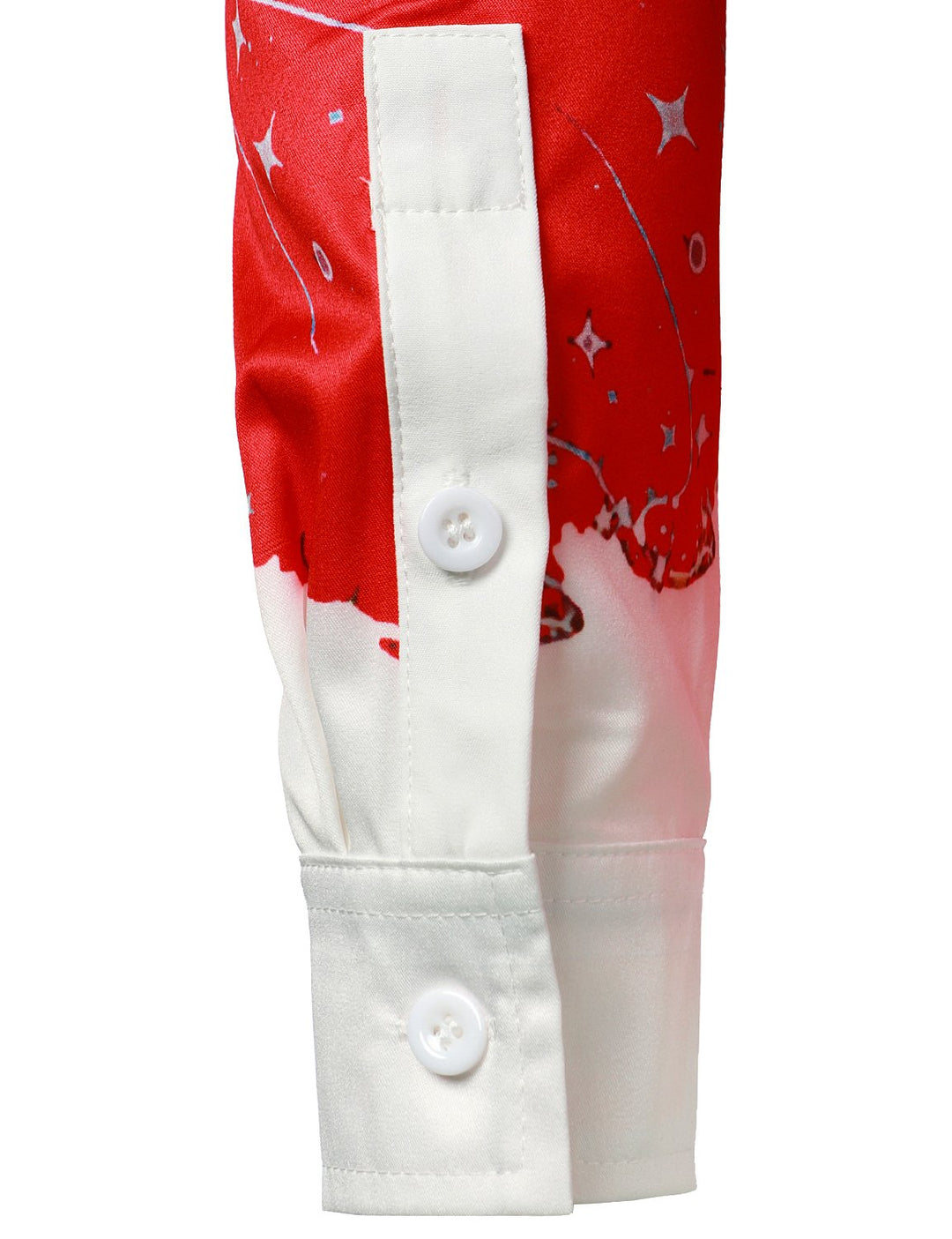 Beau - Erkekler için Noel'den ilham alan kırmızı eğlenceli kıyafet Tatil Düğmeli Uzun Kollu Gömlek