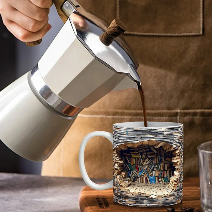 BookBrew - 3D Kütüphane Tasarımlı Kupa