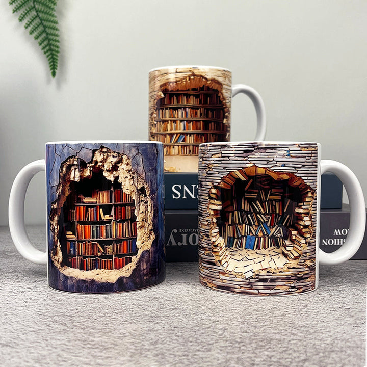 BookBrew - 3D Kütüphane Tasarımlı Kupa