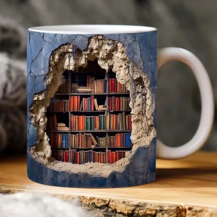 BookBrew - 3D Kütüphane Tasarımlı Kupa
