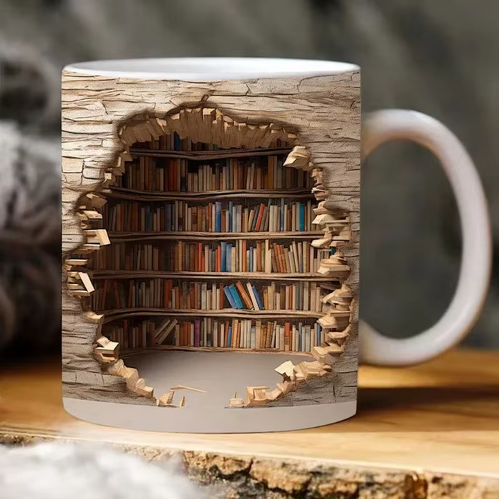 BookBrew - 3D Kütüphane Tasarımlı Kupa