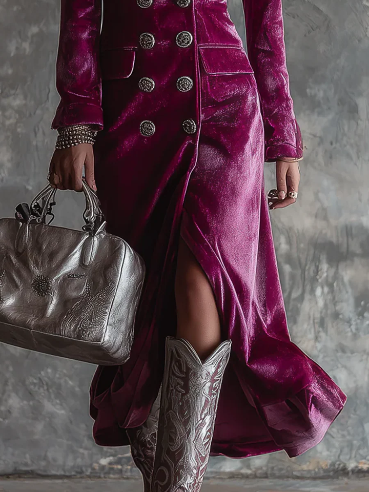 Kaija - Kadife Maxi Blazer Elbise