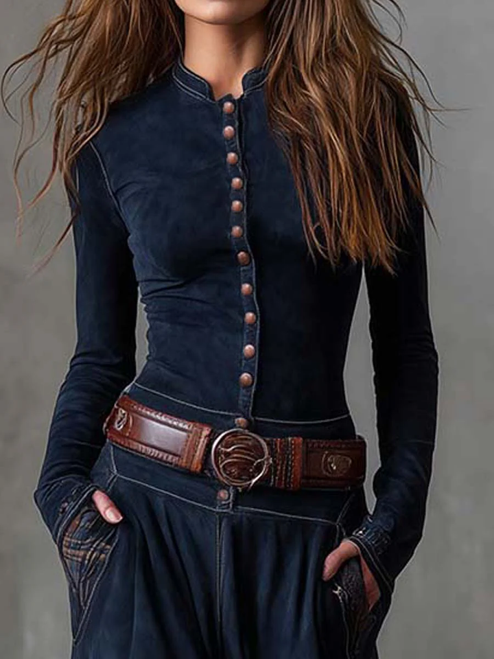 Eleza - Kareli Süet Maxi Elbise, Kemerli