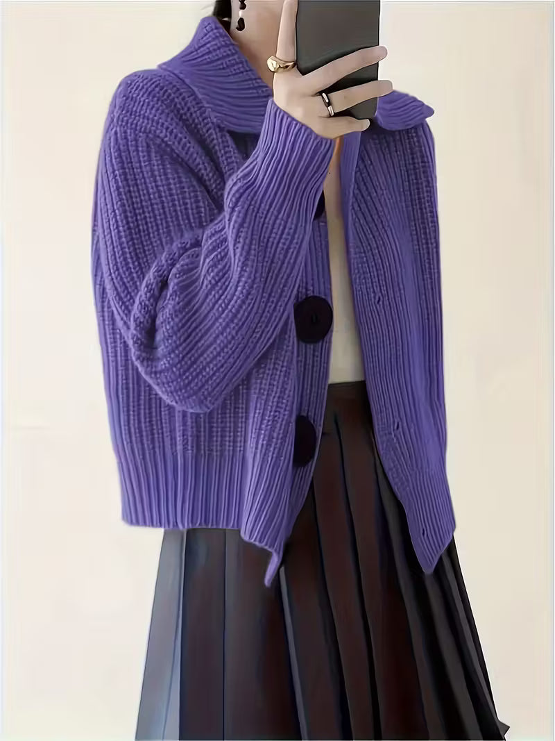 Agnetha - Büyük Düğmeli Örgü Kazak