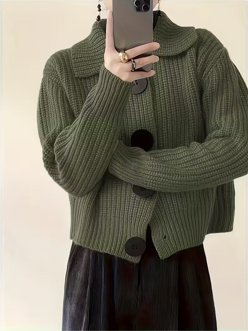 Agnetha - Büyük Düğmeli Örgü Kazak