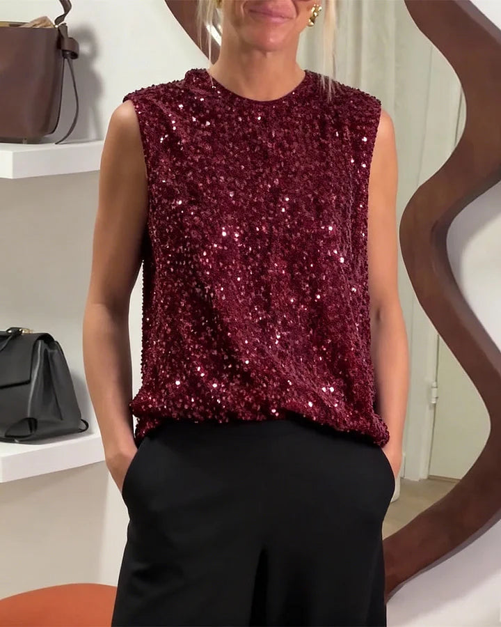 Shinobu - Modaya Uygun Fiyonklu Payetli Tişört