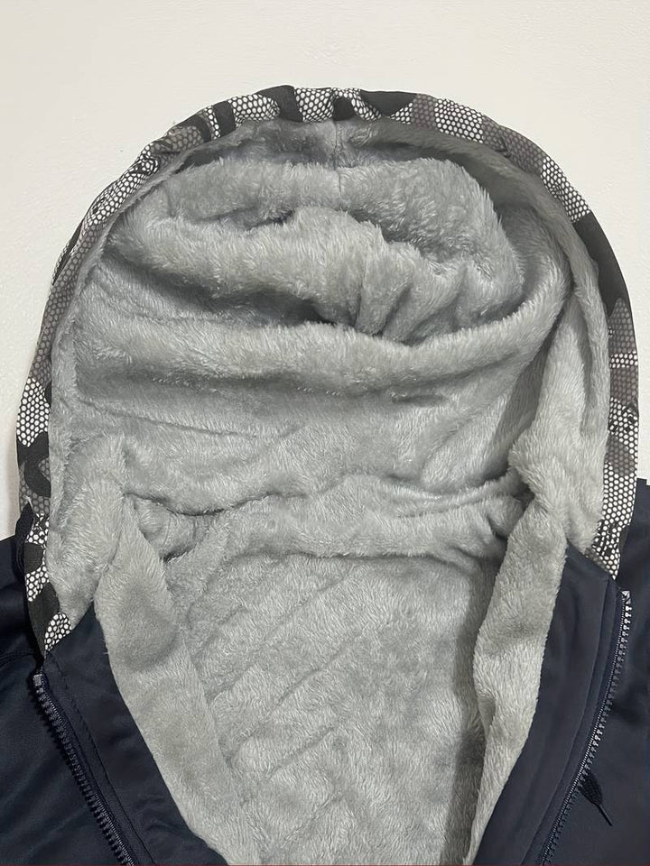 Oziel - Fermuarlı Sıcak Polar Kapüşonlu Ceket