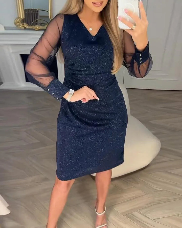 Irisa - Işıltılı Patchwork Midi Elbise