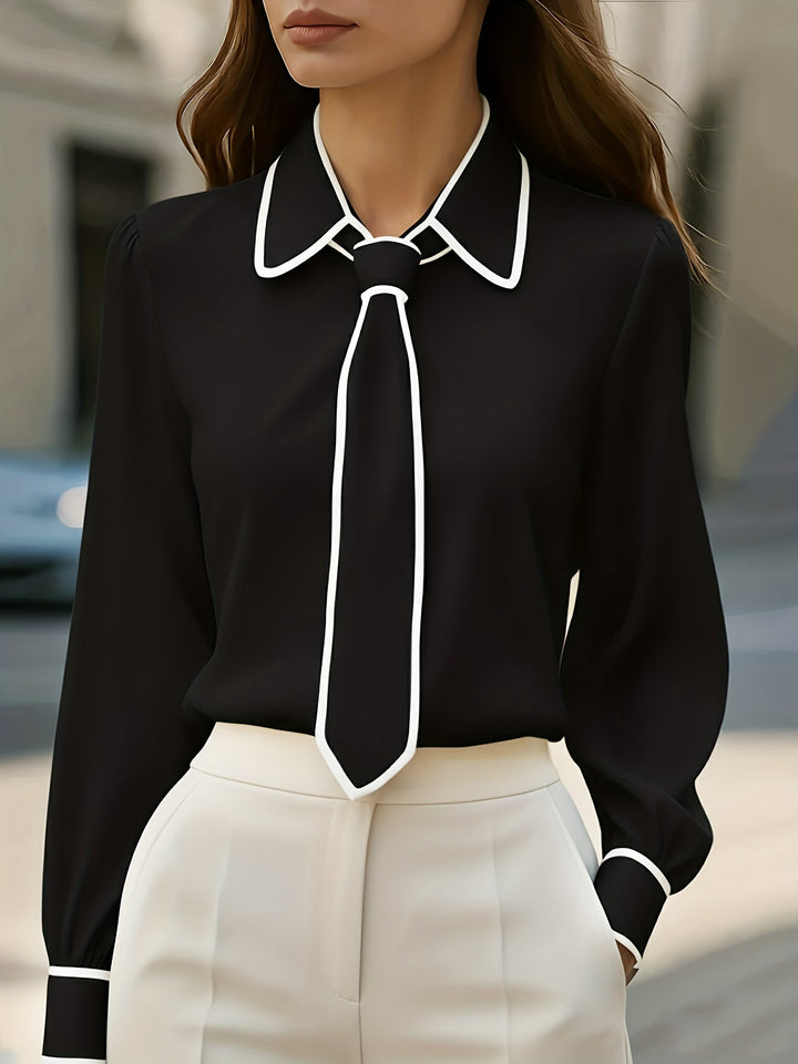 Briella - Önden Bağcıklı Uzun Kollu Gömlek