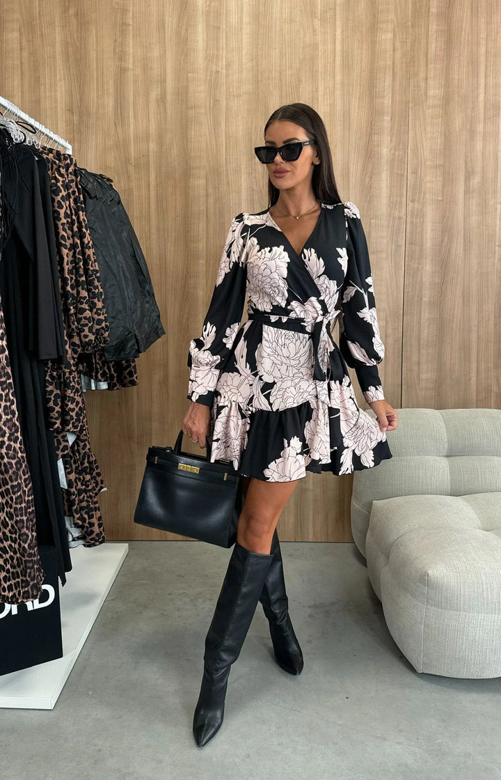 Adinda - Çiçek Desenli Mini Elbise