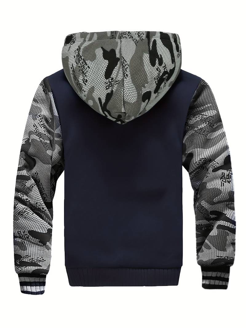 Oziel - Fermuarlı Sıcak Polar Kapüşonlu Ceket