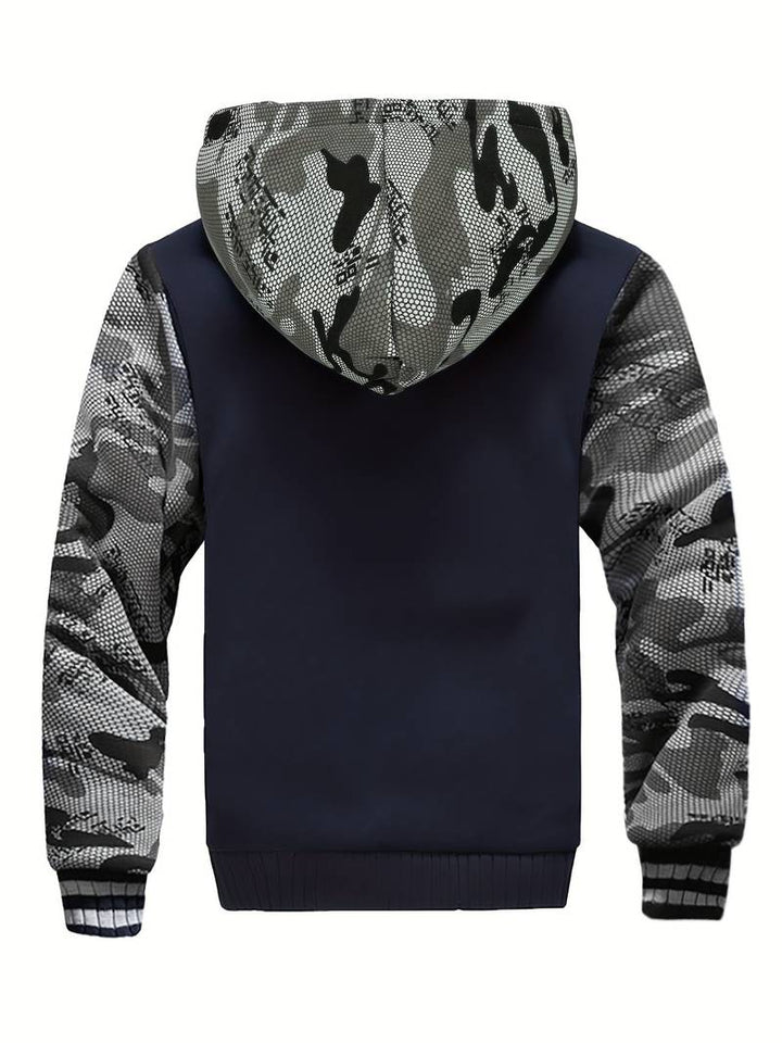 Oziel - Fermuarlı Sıcak Polar Kapüşonlu Ceket