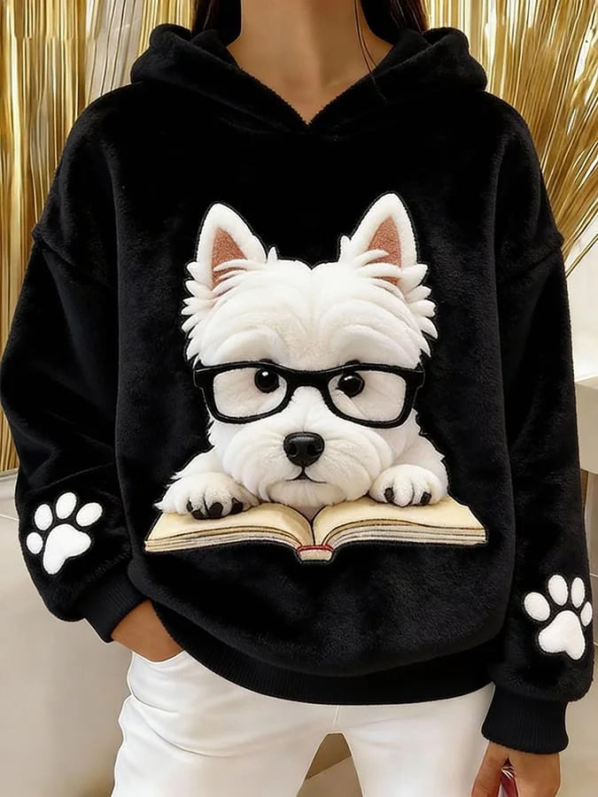 Eglantine - Terrier Baskılı Flanel Kapüşonlu Sweatshirt