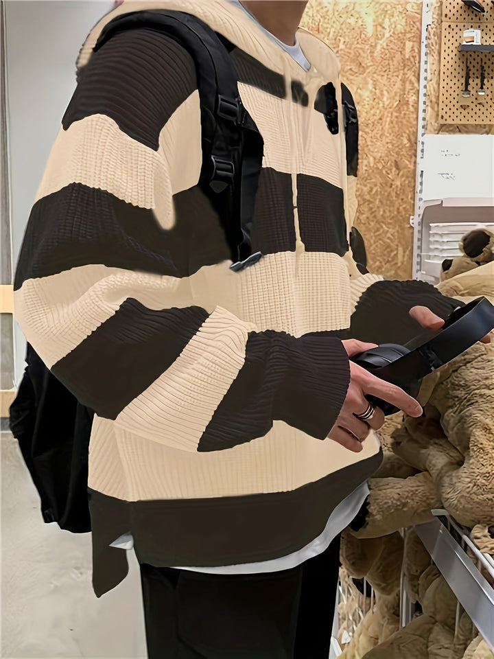 Tenzin - Büyük Boy Çizgili Örgü Kapüşonlu