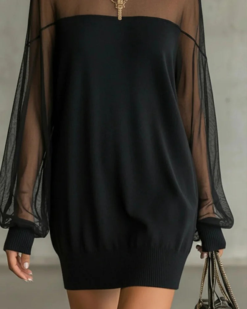 Yenaya - Fener Kollu Örgü Mini Elbise