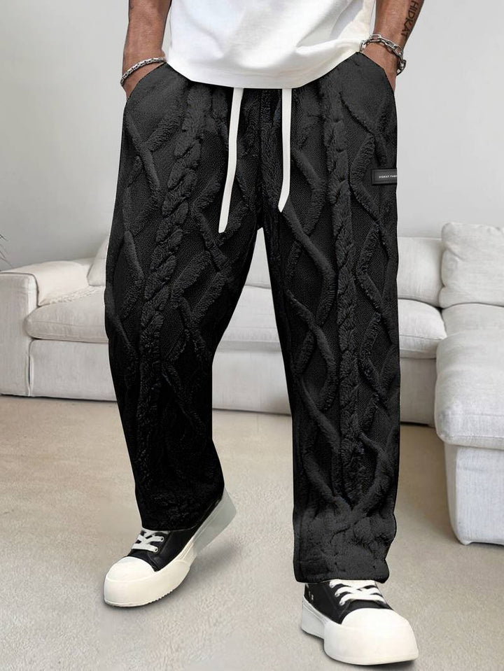 Zecharia - Elastik Bel Geometrik Desenli Pantolon