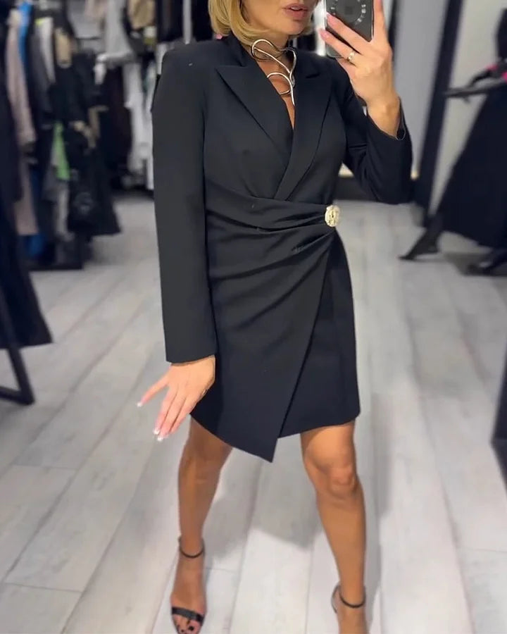 Funshine - Takım Elbise Yakası Moda Dar Kesim Elbise