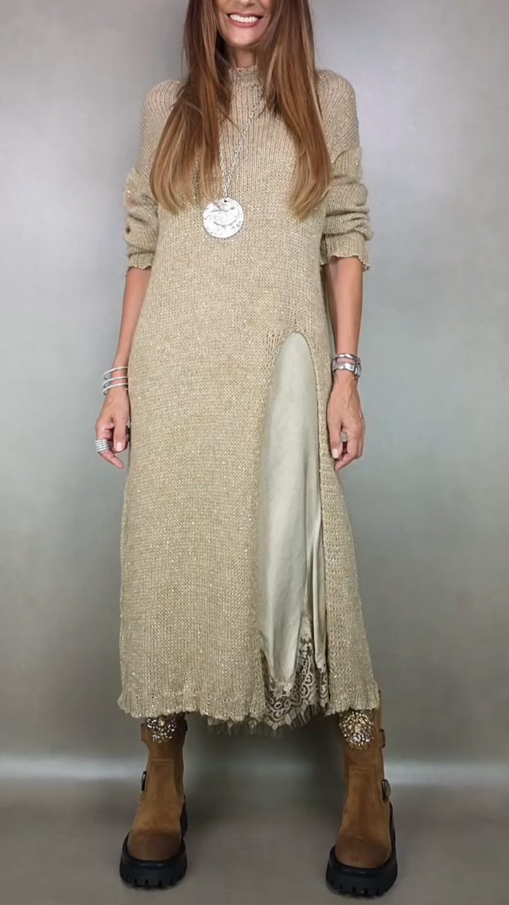 Jesika - Elbise ile Şık Uzun Kazak