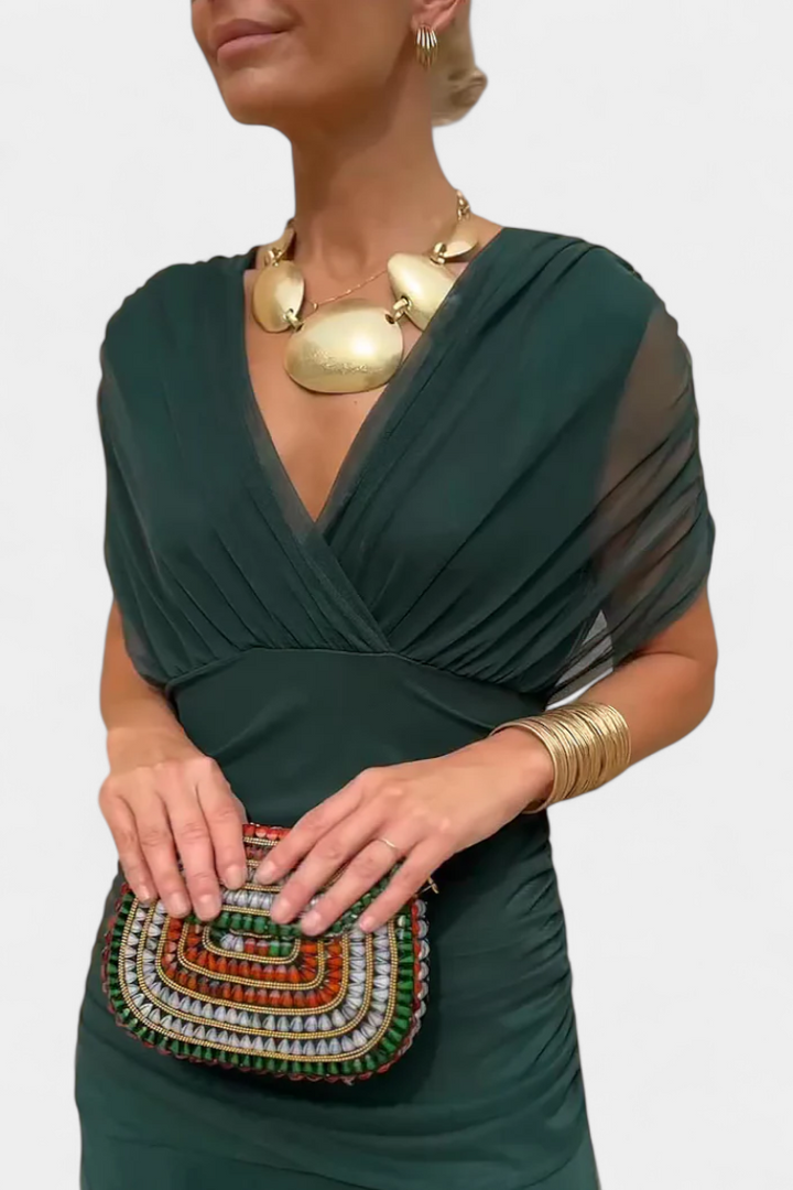 Rawan - Şifon Omuzsuz Maxi Elbise