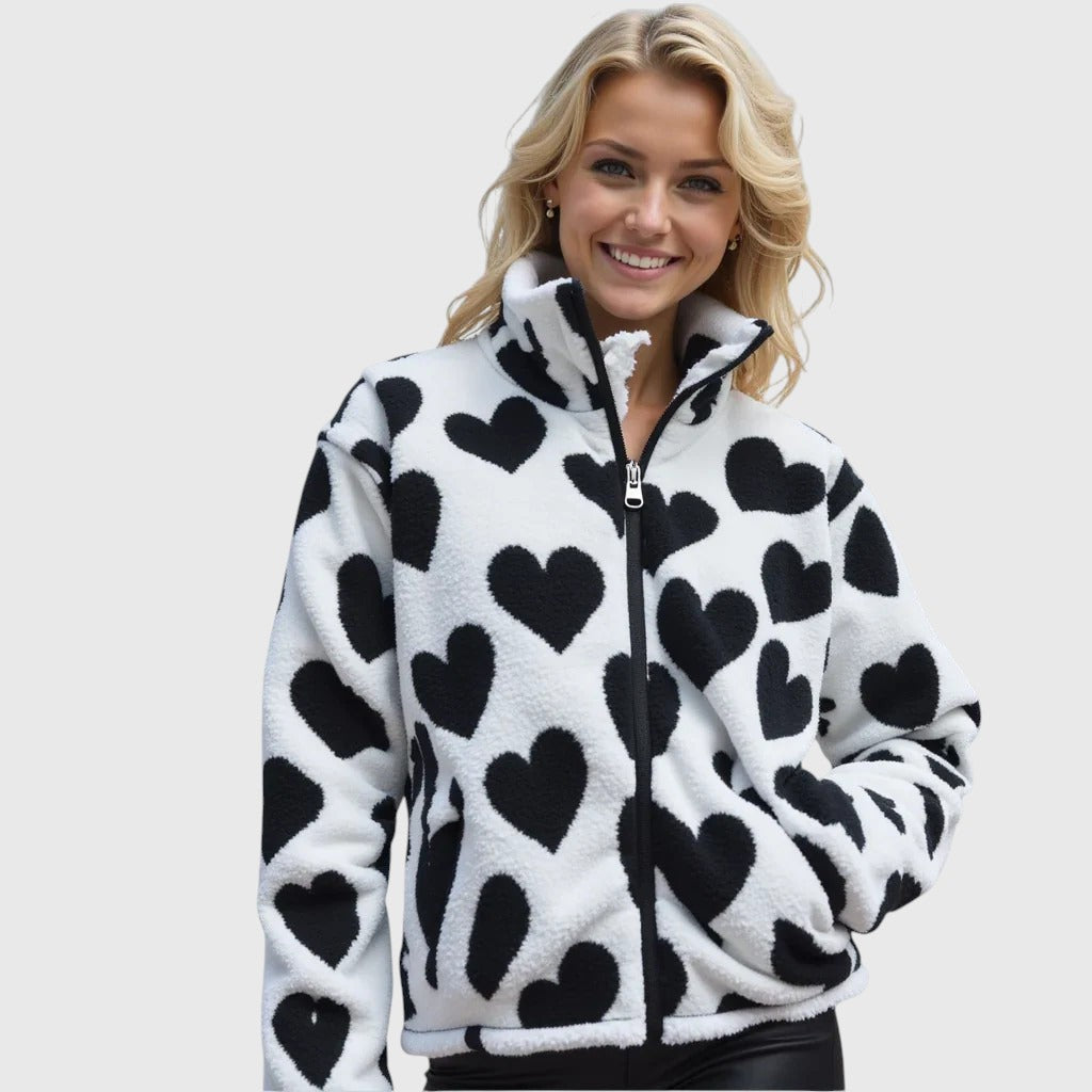 Almit - Kalp Desenli Uzun Kollu Ceket