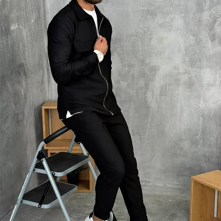 Adonis - Nervürlü Fermuarlı Jogger Takım