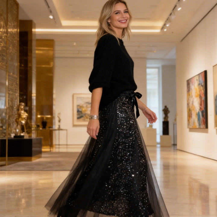 Pnina - Şık Işıltılı Üst ve Tül Etek